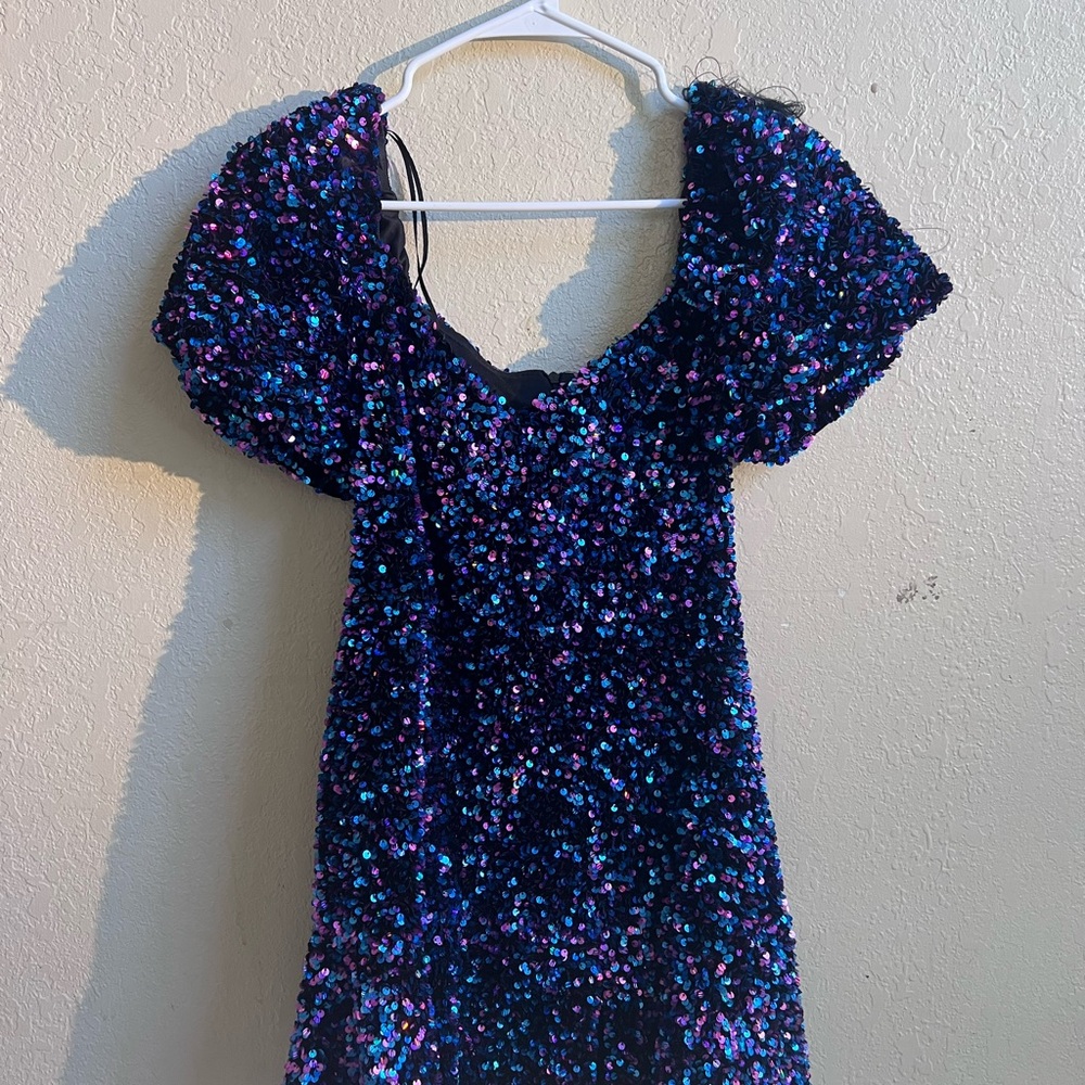 Zara Blue and Purple Sequin Mini Dress